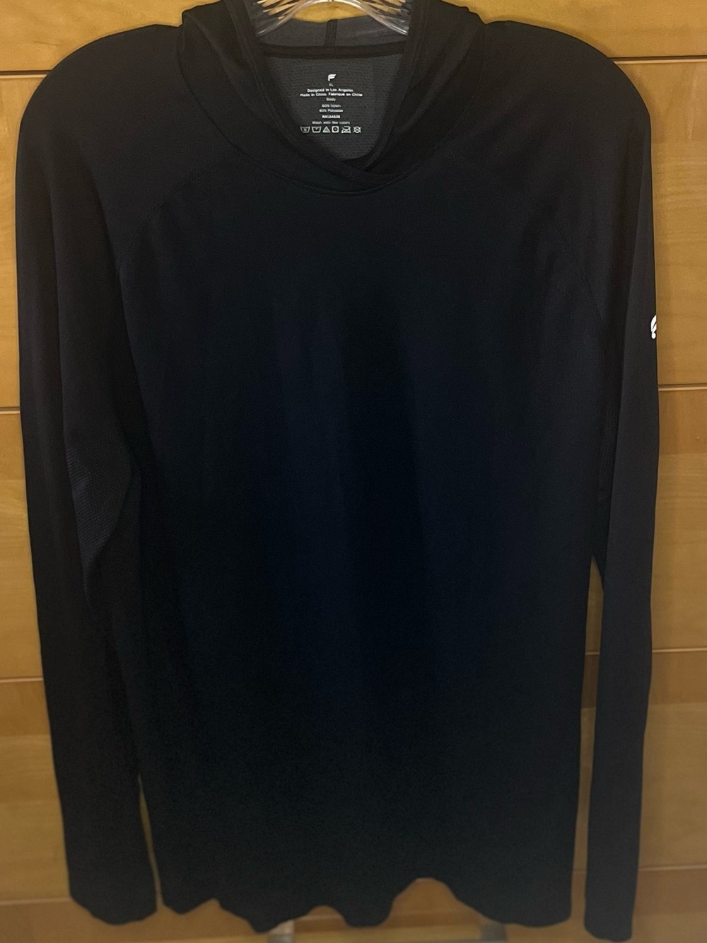 Fabletics Men's Black Long-Sleeve Hooded Pullover